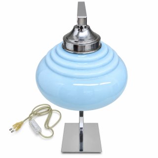 Candeeiro de mesa azul e prateado