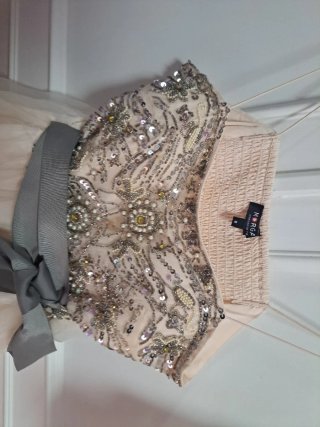 Vestido fiesta Morgan Beige/Plata Talla S
