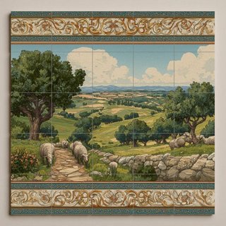 Mural azulejos cerámicos Paisaje pastoral 30x30