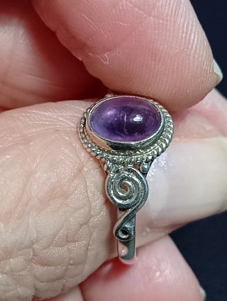 Anillo Plata Ley Amatista Ovalada