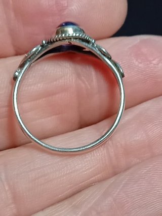 Anillo Plata Ley Amatista Ovalada