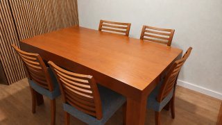 Mesa comedor extensible + 6 sillas madera