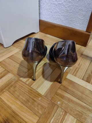 Zapatos de tacón Cherie fiesta negros y plateados