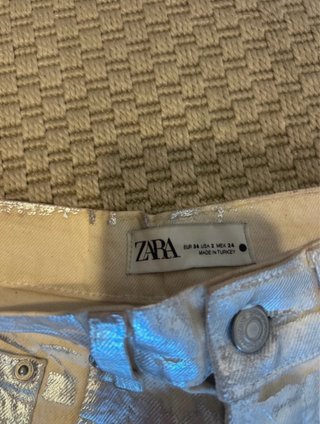 Pantalones Zara Metalizados Plateados