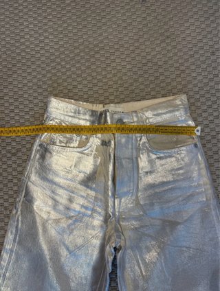 Pantalones Zara Metalizados Plateados
