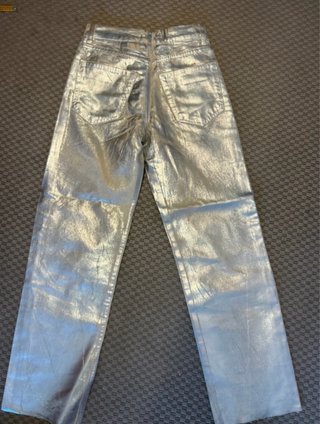 Pantalones Zara Metalizados Plateados