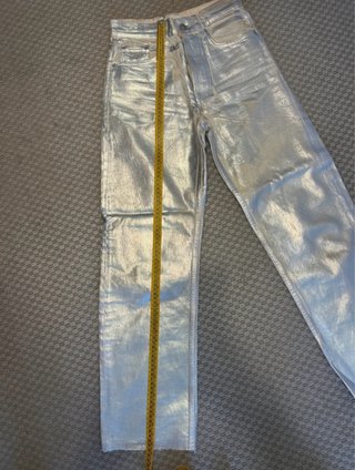 Pantalones Zara Metalizados Plateados