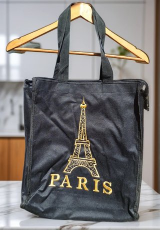 Bolso Tote Negro Paris Torre Eiffel Perfecto