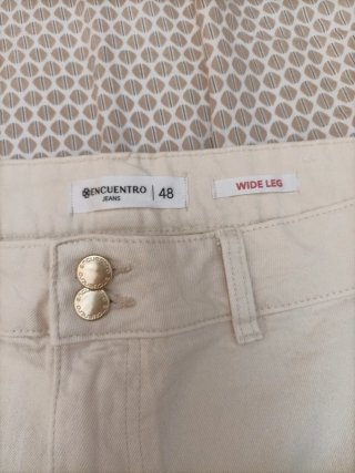 Pantalón ancho mujer color crema talla 48