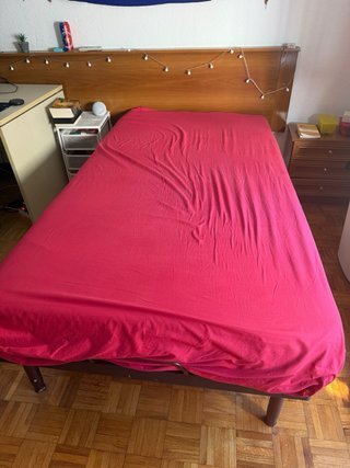 Cama articulada eléctrica metálica color madera