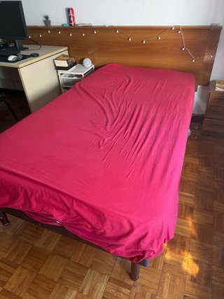 Cama articulada eléctrica metálica color madera