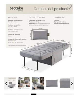 Puff/otomana convertible gris