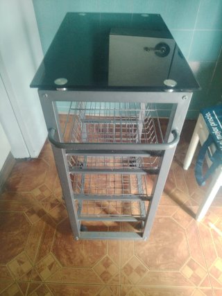 Carrito Auxiliar Cocina Cristal y Metal