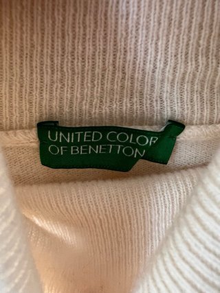 Maglione Benetton in lana collo alto bianco donna