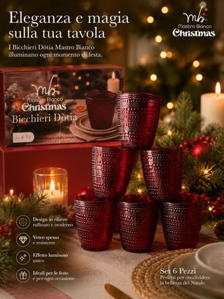 Set 6 Bicchieri Mastro Bianco Rossi