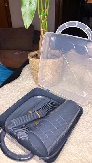 Set cubiertos viaje con maletín