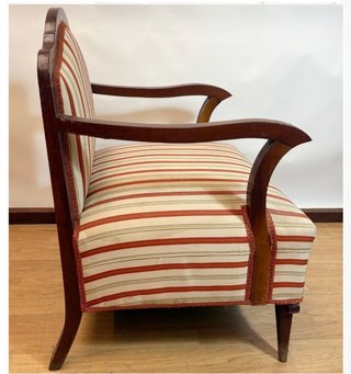 Butaca/Sillón/Descalzadora vintage - madera y tela