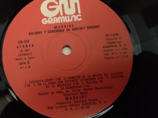 Massiel - Baladas y Canciones de Bertolt Brecht LP