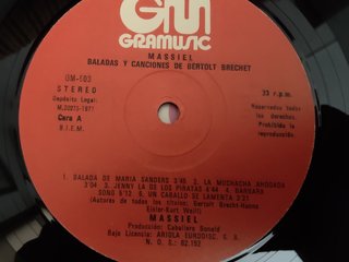 Massiel - Baladas y Canciones de Bertolt Brecht LP
