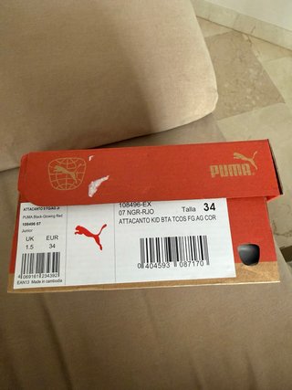 Botas de fútbol Puma Negras y Naranja Talla 34
