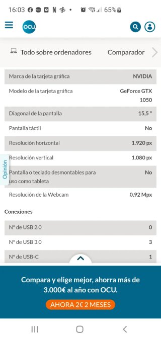 Portátil HP 15-cb005ns Pavilion Power Laptop, 1Tb