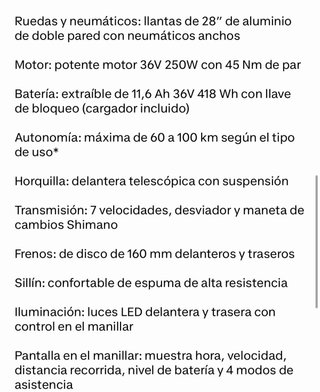 Bicicleta Eléctrica YEEPME VTC28 Azul