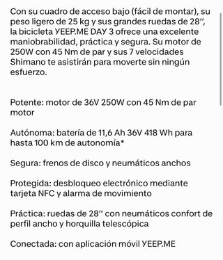 Bicicleta Eléctrica YEEPME VTC28 Azul