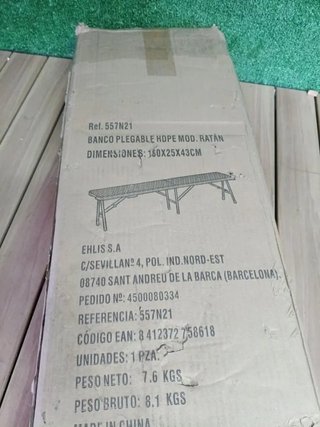 Banco Plegable con asa Estilo ratán, 180 cm