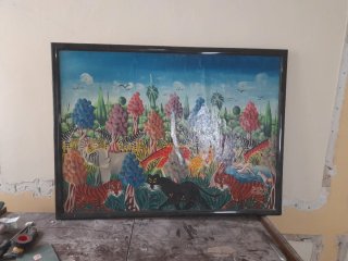 Cuadro animales salvajes marco madera