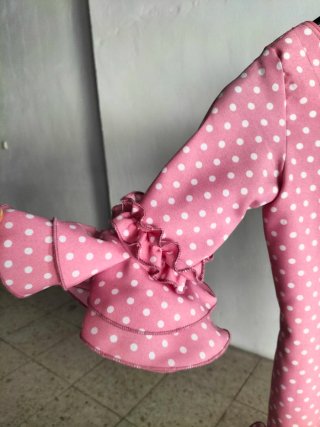 Traje de flamenca rosa lunares niña Talla 8