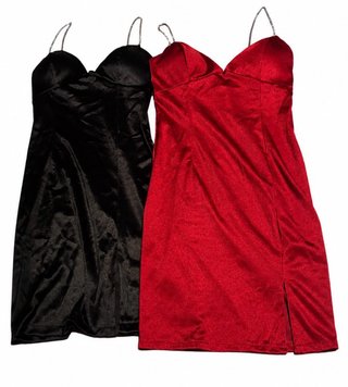 Pack vestidos de fiesta negro y rojo con tirantes