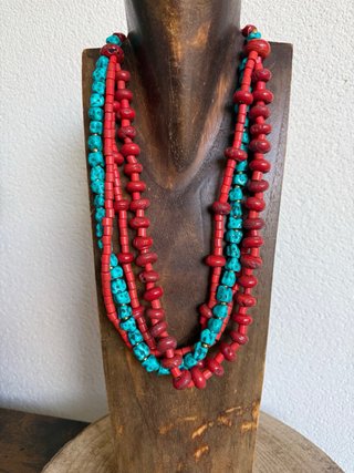 Collar Bicolor Turquesa y Rojo