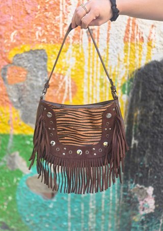 Bolso Hobo Misako Flecos Animal Print