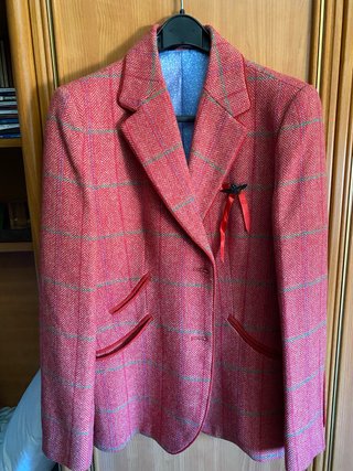Americana invierno rosa rayas mujer