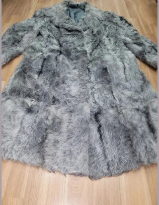 Abrigo natural karakul cordero gris