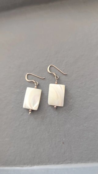 Pendientes Nacar Rectangulares Plata