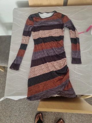Vestido corto rayas manga larga