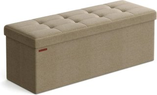 Puff Plegable de Almacenaje Mazie, Banco Reposapiés Marrón Camello SONGMICS LSF077R01