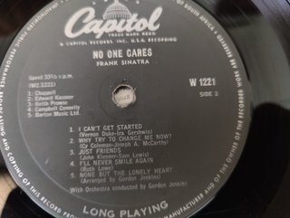 Frank Sinatra No One Cares LP Capitol W1221