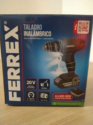 Taladro Ferrex 20V Inalámbrico 50 Nm