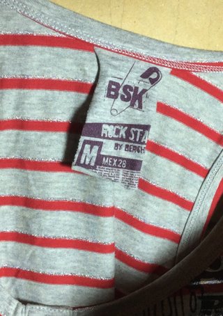 Camiseta BSK rayas rojas y grises Talla M