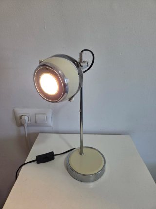 Lámpara pie, Vintage Años 70 Beige y Plata