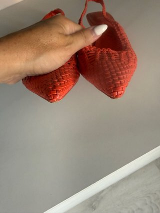 Zapatos Zara Slingback Tejidos Rojo Talla 38