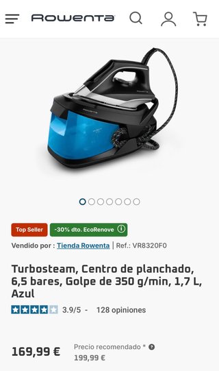 Rowenta Turbosteam Centro de Planchado Azul
