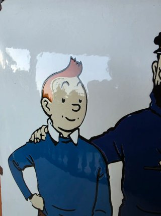 Tintin e Milou insegna smaltata Esso
