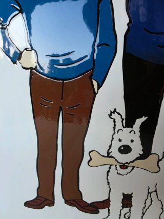 Tintin e Milou insegna smaltata Esso