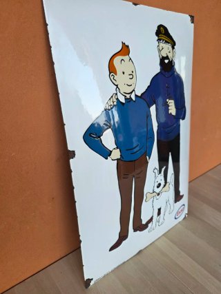 Tintin e Milou insegna smaltata Esso