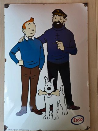 Tintin e Milou insegna smaltata Esso