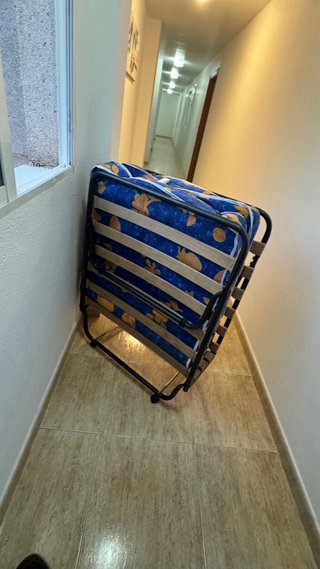 Cama Plegable Azul y Amarillo 80cm/185cm/45cm