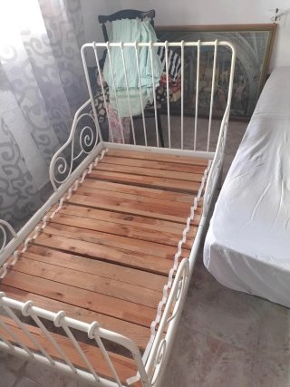 Cuna hierro forjado blanca 130x80